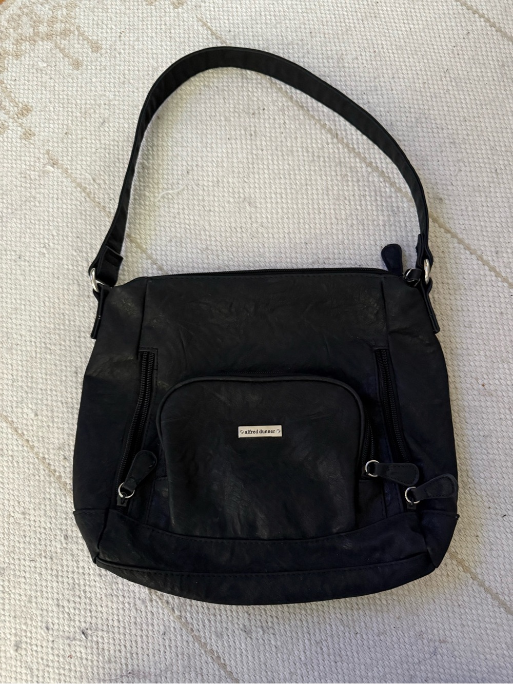 Alfred Dunner Black Shoulder Bag with Front Pocket
